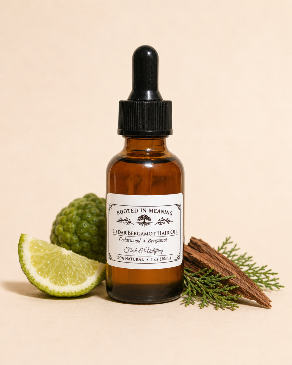 Cedar Bergamot hair oil bottle