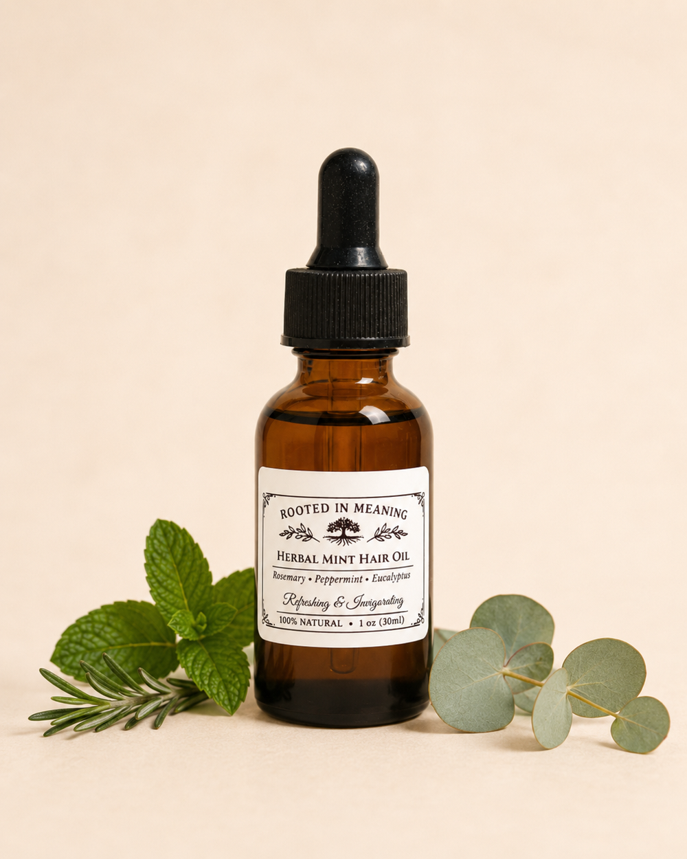 Herbal Mint hair oil bottle